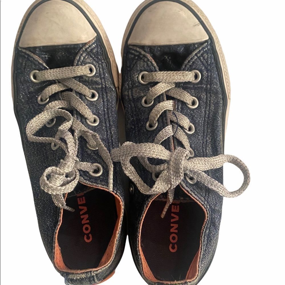 CONVERSE ALL STAR Youth Size 1 Double Tongue Shoes/Sneakers Navy Blue